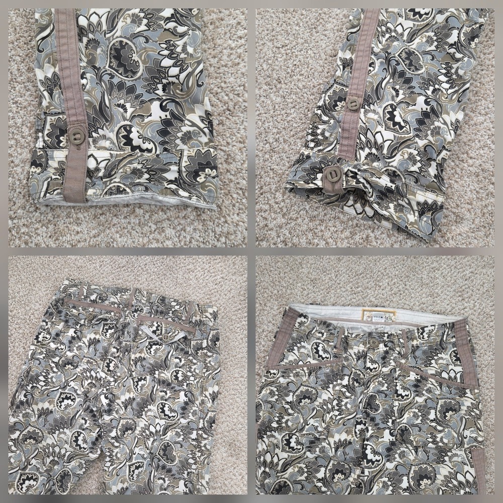 Adventura Paisley‎ Roll Up Capris Pants Green Summer Nature Boho Women's Size 6 - Picture 6 of 10